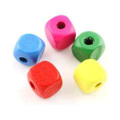 Toptan Tahta Boncuk 10x10mm Renkli