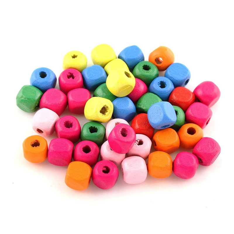 Toptan Tahta Boncuk 10x10mm Renkli